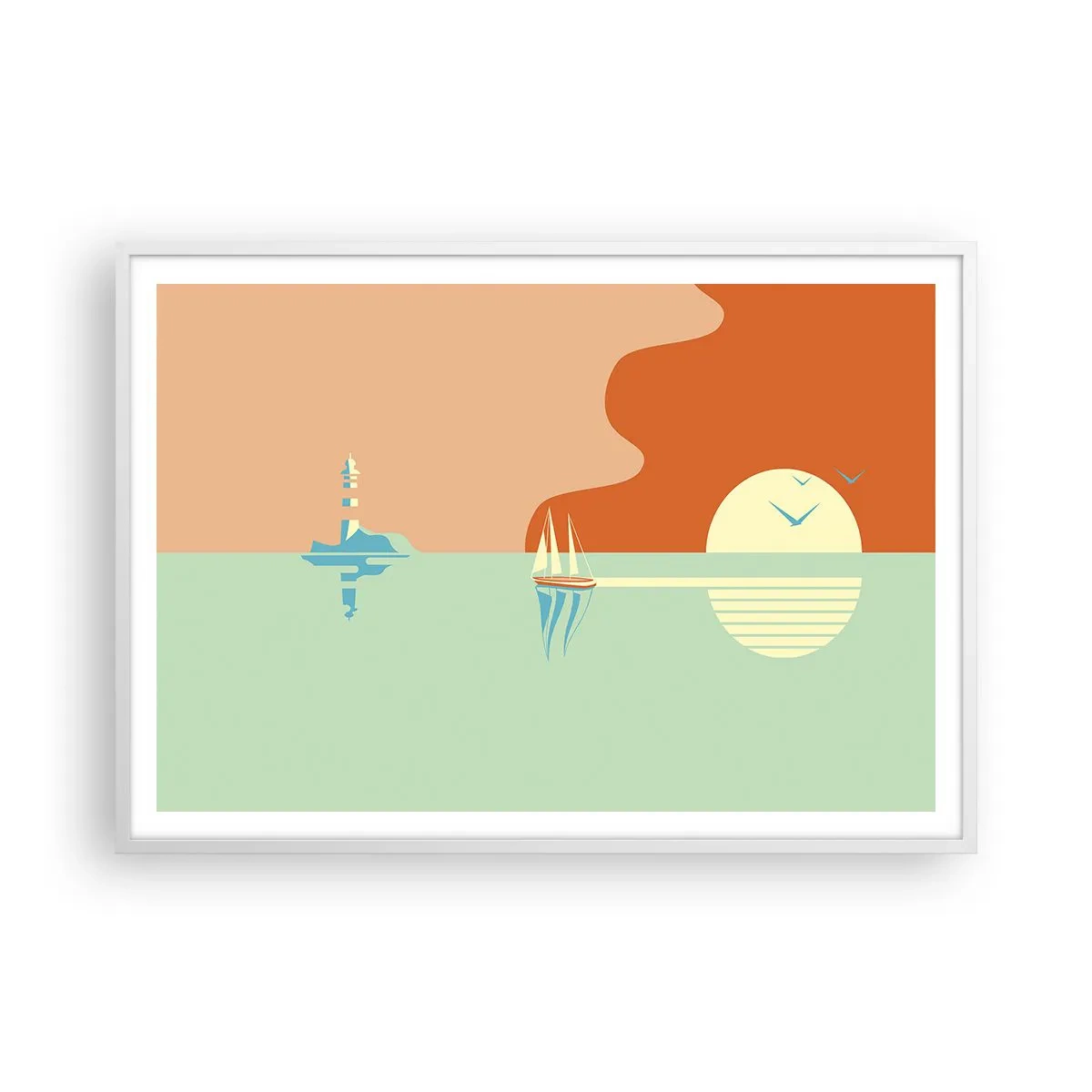 Pôster em moldura branca - Uma paisagem marítima perfeita - 100x70 cm