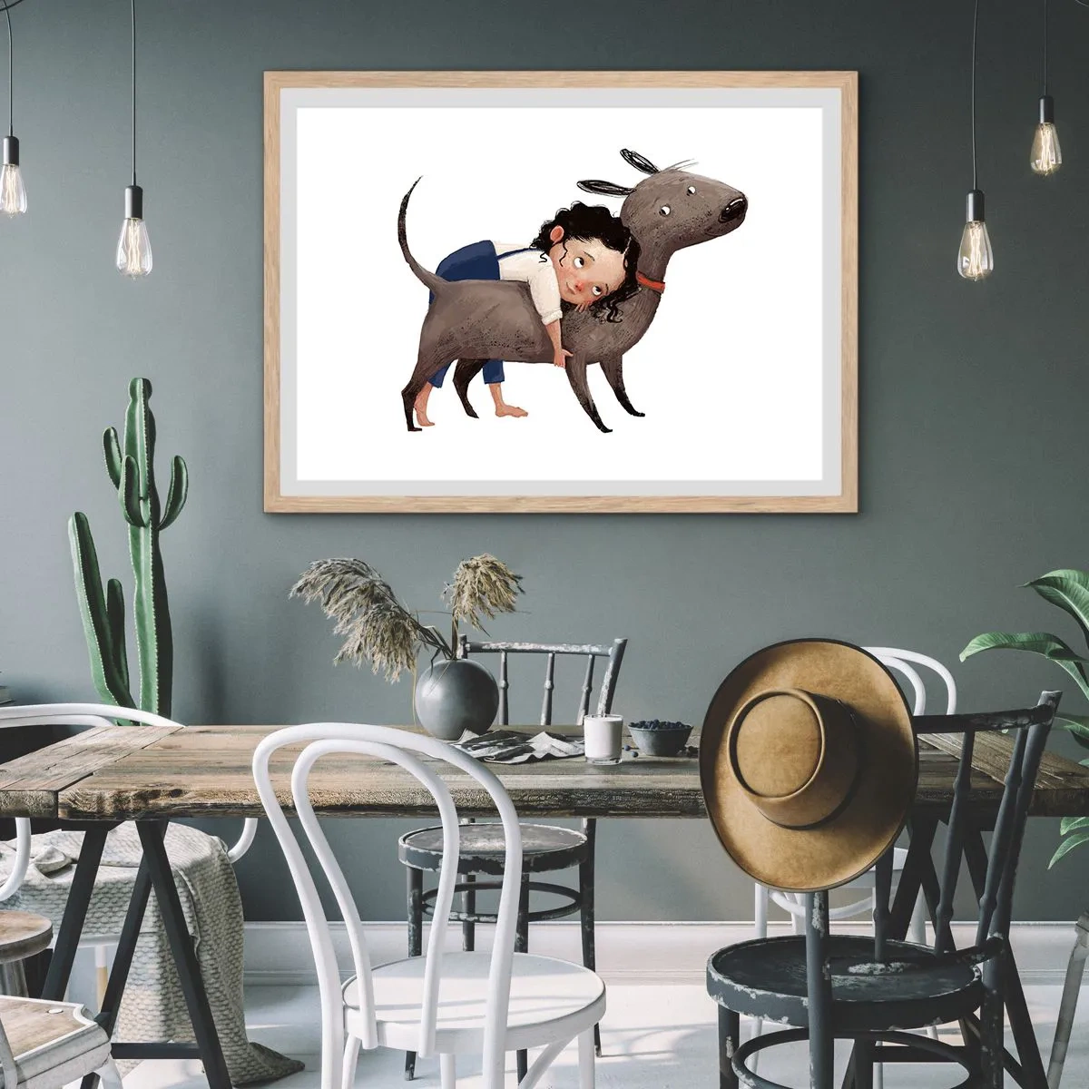 Pôster com moldura de carvalho claro - Melhores amigos - 70x50 cm