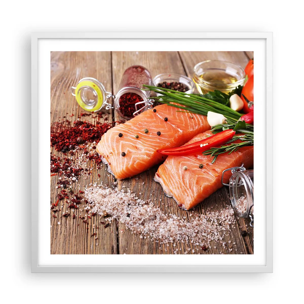 Pôster em moldura branca - Aventura norueguesa na cozinha - 60x60 cm