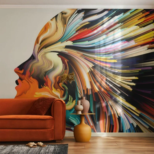 Papel de Parede Autocolante Deluxe Sticker - Explosão de imaginação - Abstração, Mulher, Gráficos - 350x256 cm