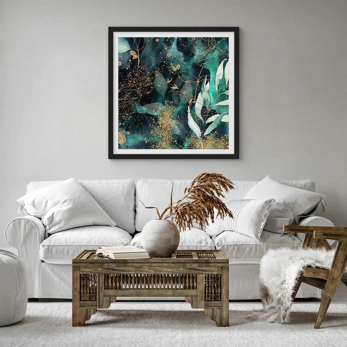 Pôster com moldura preta - Jardim Mágico - 40x40 cm