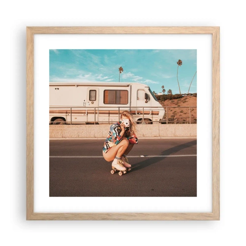 Pôster com moldura de carvalho claro - Sorria, por favor! - 40x40 cm