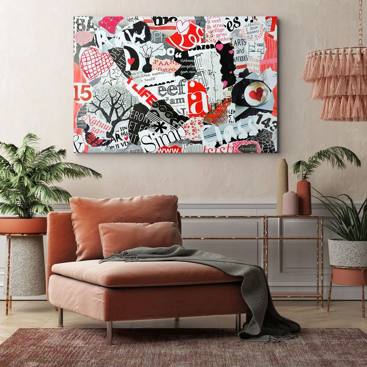 Quadro em tela - Colagem hipster - 100x70 cm