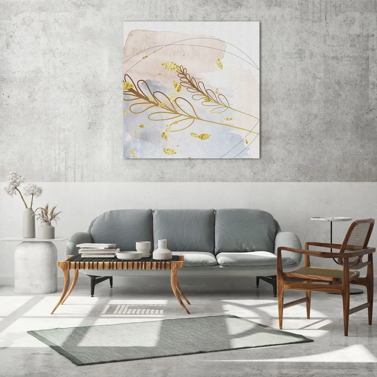 Quadro em vidro - Explosão dourada - 30x30 cm