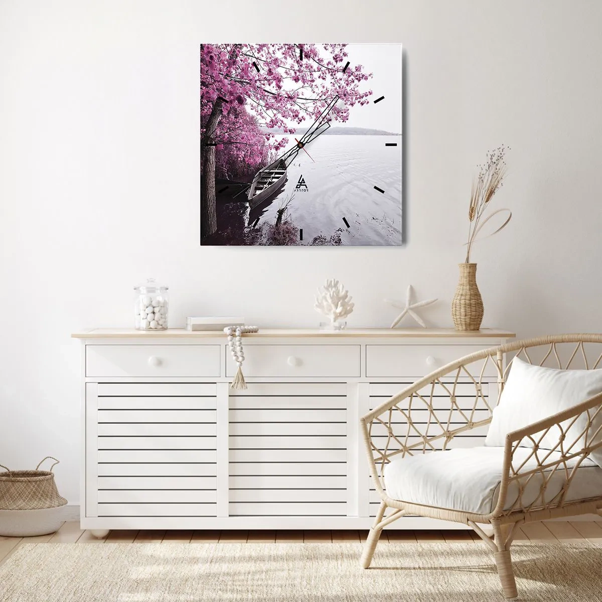 Relógio de parede - Relógio em vidro - Em silêncio cor-de-rosa - 40x40 cm