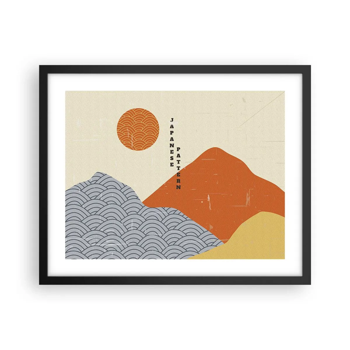 Pôster com moldura preta - No espírito japonês - 50x40 cm