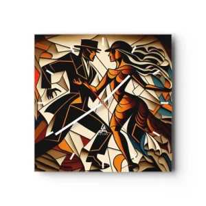 Relógio de parede - Relógio em vidro - Dança de paixão e paixão - 40x40 cm