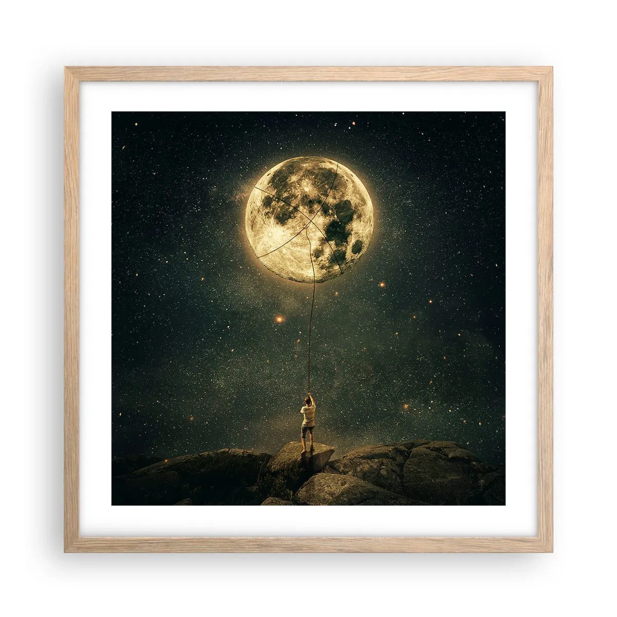 Pôster com moldura de carvalho claro - Aquele que roubou a lua - 50x50 cm