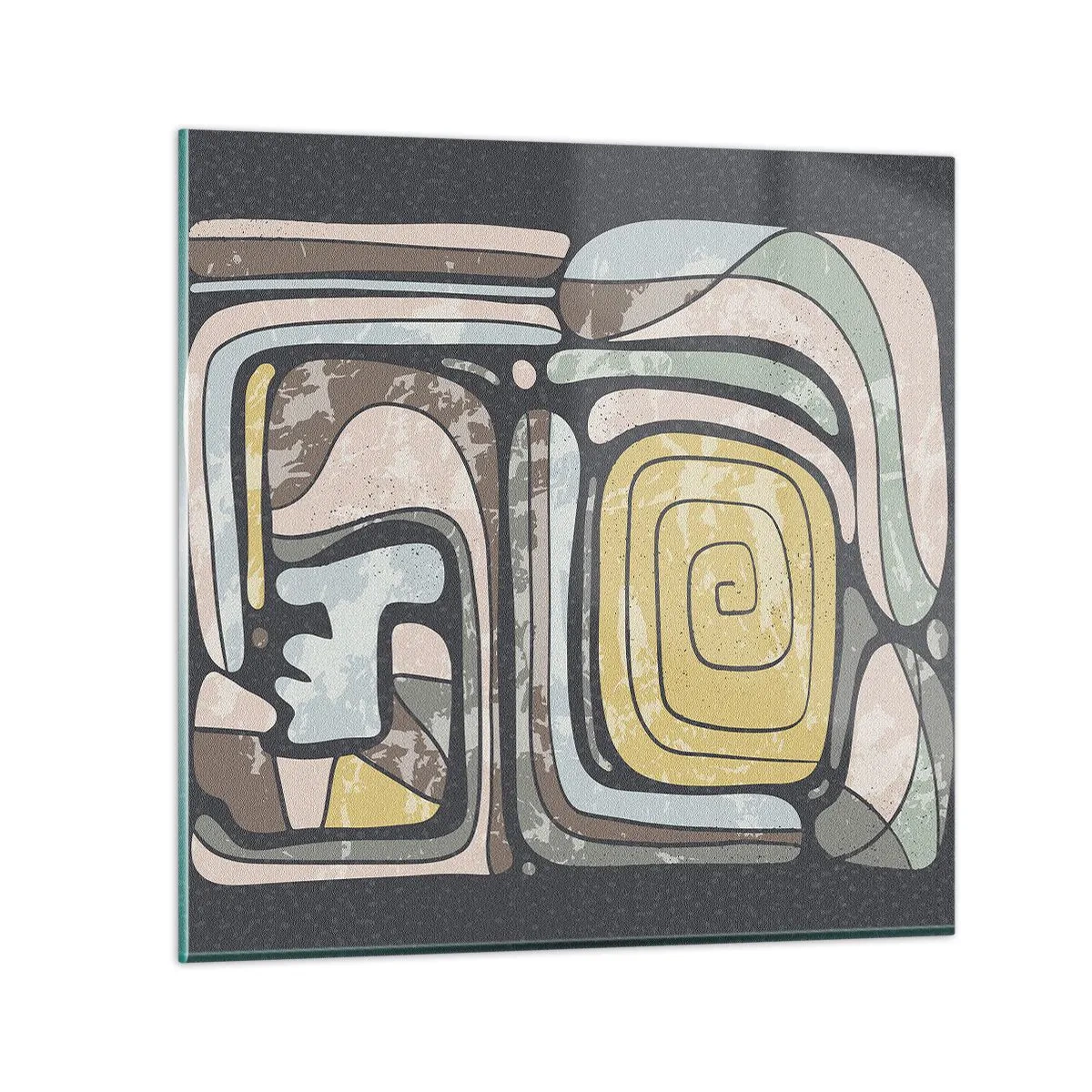 Quadro em vidro - Abstração no espírito pré-colombiano - 30x30 cm