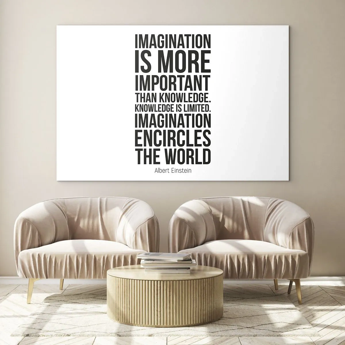 Quadro em vidro - Einstein sobre o poder da imaginação - 120x80 cm