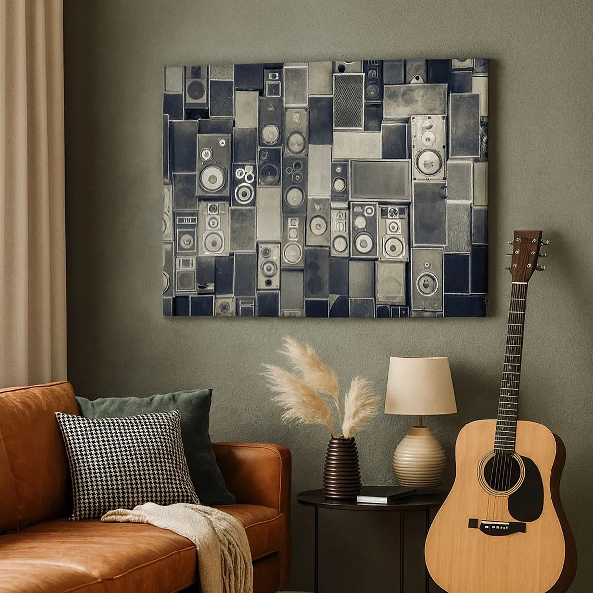 Quadro em tela - Coleção de alto-falantes em estilo retrô - 70x50cm - Está tudo bem - Decoração de parede moderna para a sala de estar e quarto ARTTOR