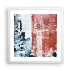 Pôster em moldura branca - Meio a meio abstrato - 40x40 cm