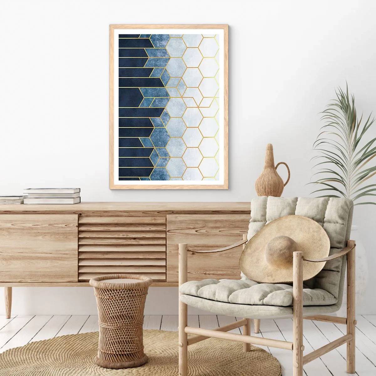 Pôster com moldura de carvalho claro - Composição em ritmo sincopado - 40x50 cm