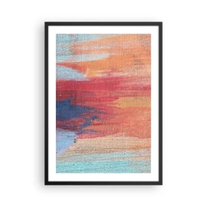 Pôster com moldura preta - Pinceladas abstratas em tons quentes e frios - 50x70cm - Flutuar pelo arco-íris - Decoração de parede moderna para a sala de estar e quarto ARTTOR