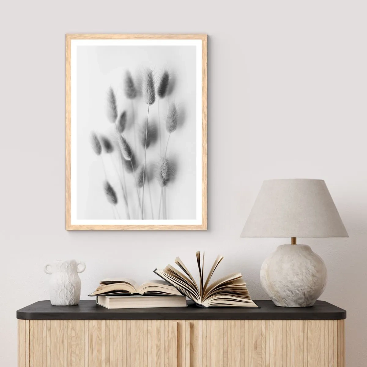 Pôster com moldura de carvalho claro - Grama fofa - 50x70 cm