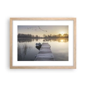 Pôster com moldura de carvalho claro - Voltarei dentro de algum tempo - 40x30 cm