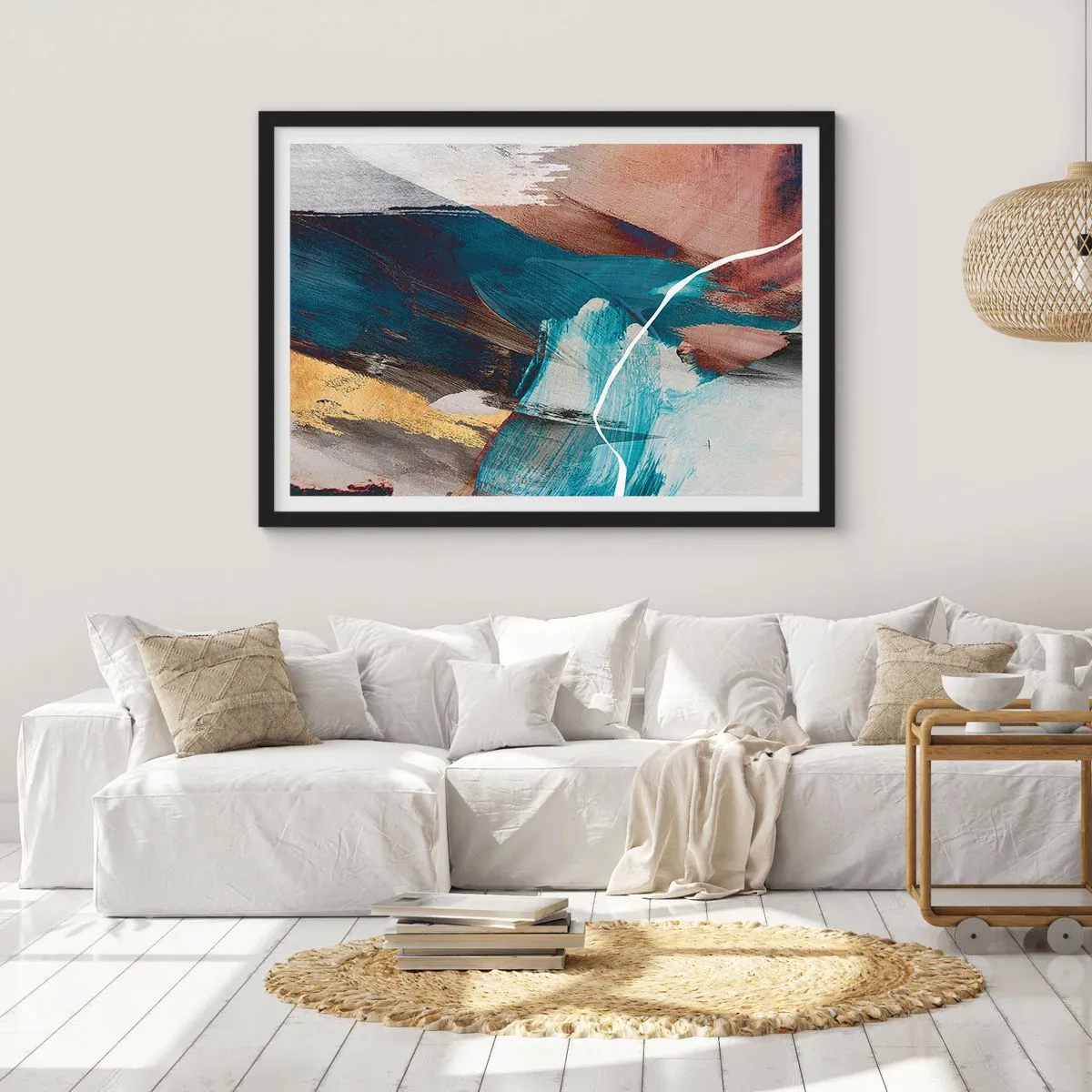 Pôster com moldura preta - Com elegância e energia - 40x30 cm