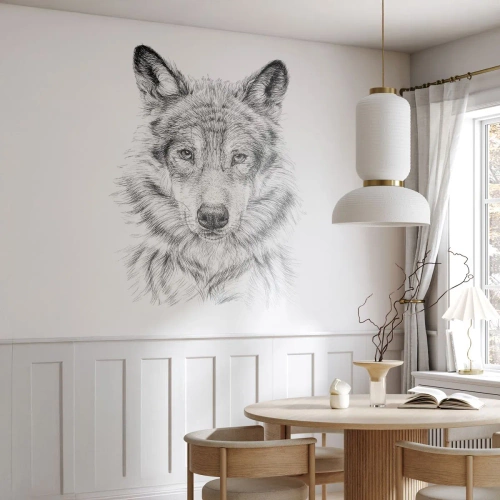 Papel de Parede Premium Sand - Um líder nato - Lobo, Esboço, escandinavo - 250x175 cm