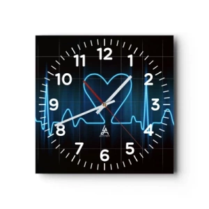 Relógio de parede - Relógio em vidro - No ritmo do coração - 30x30 cm