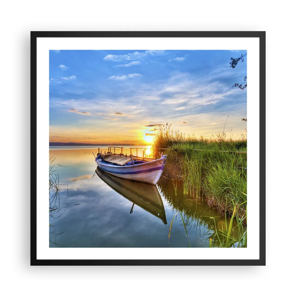 Pôster com moldura preta - Enseada de sonhos realizados - 60x60 cm