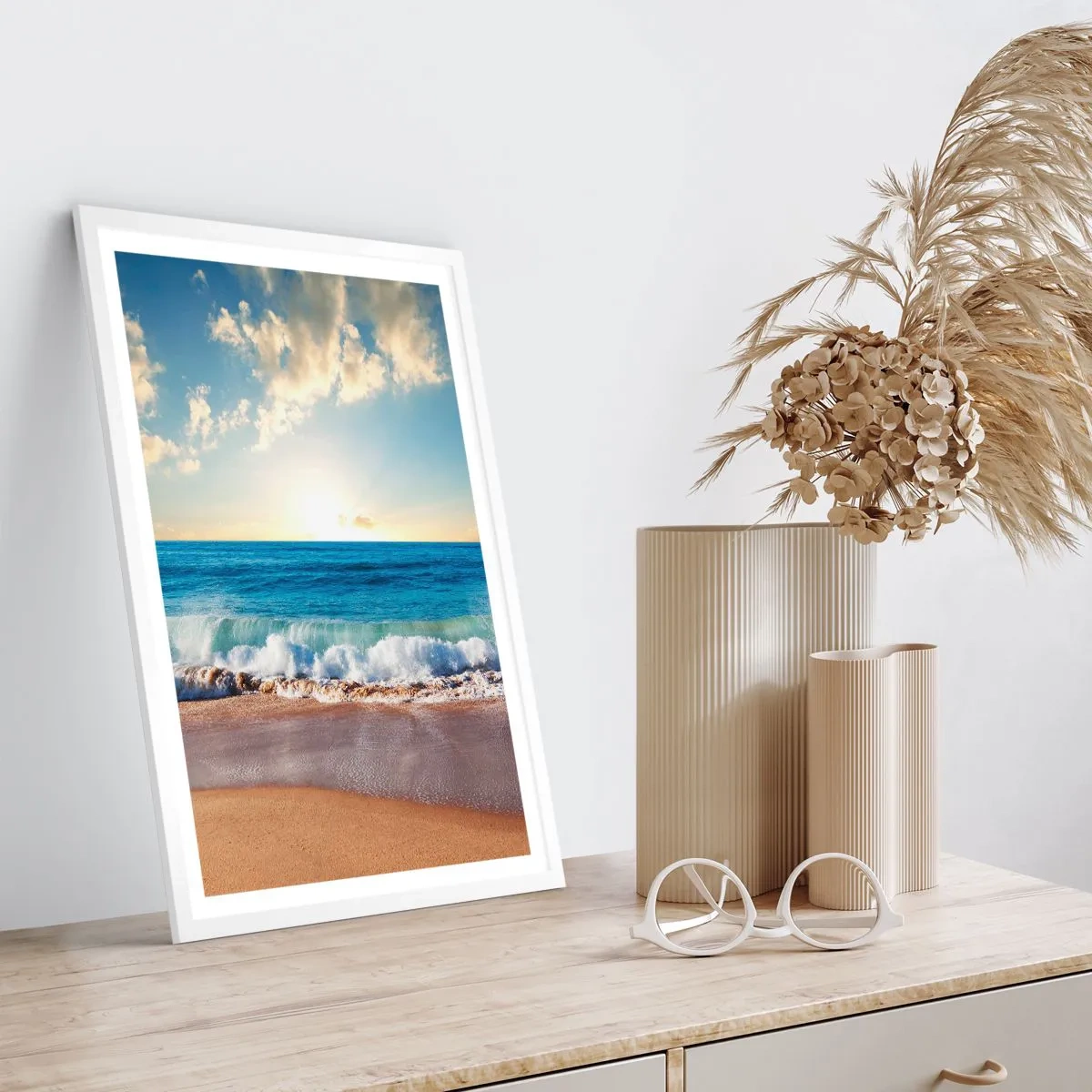 Pôster em moldura branca - Movimento e quietude ao mesmo tempo - 70x100 cm