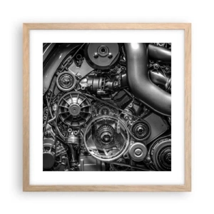 Pôster com moldura de carvalho claro - A poesia da mecánica - 40x40 cm