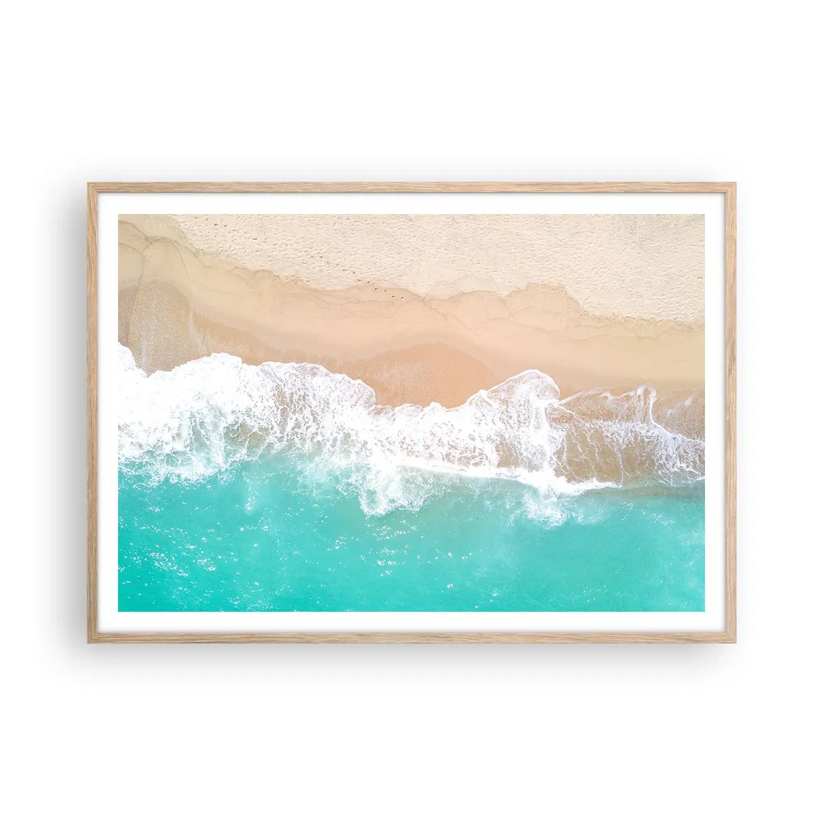 Pôster com moldura de carvalho claro - Toque carinhoso - 100x70 cm