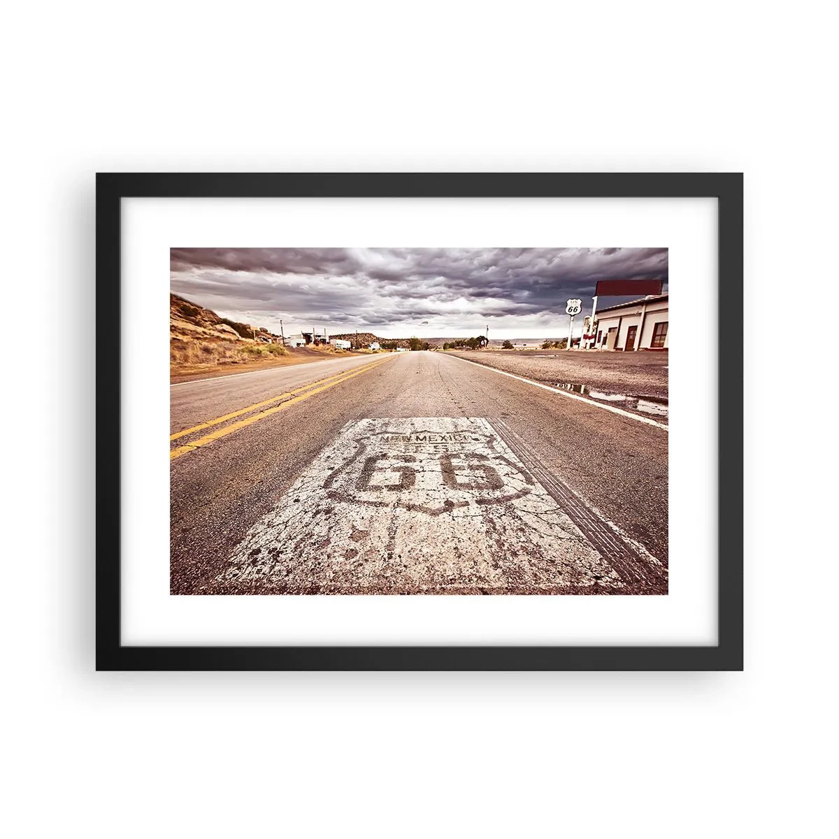 Pôster com moldura preta - Mother Road - uma lenda americana - 40x30 cm