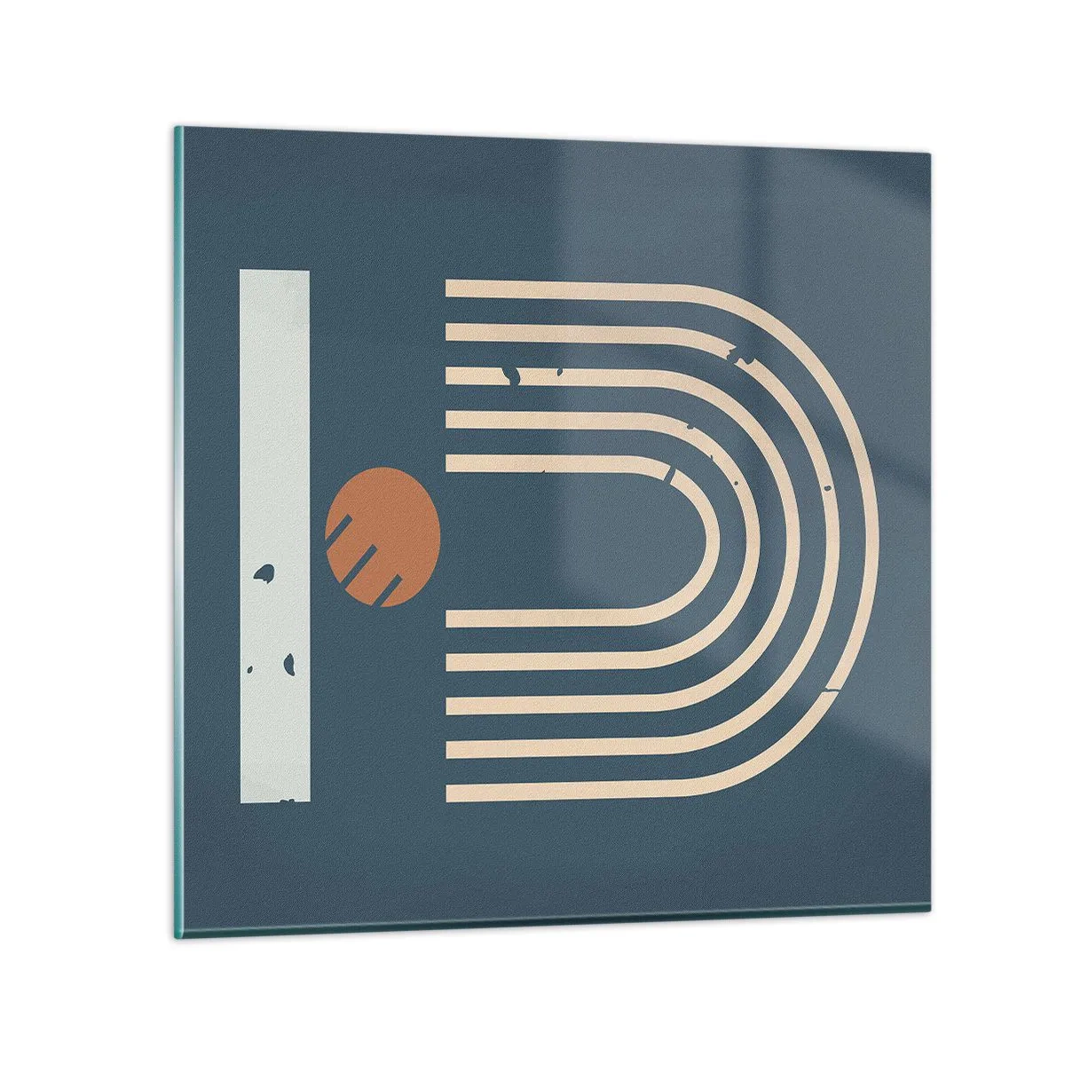 Quadro em vidro - Geometria em azul marinho - 50x50 cm