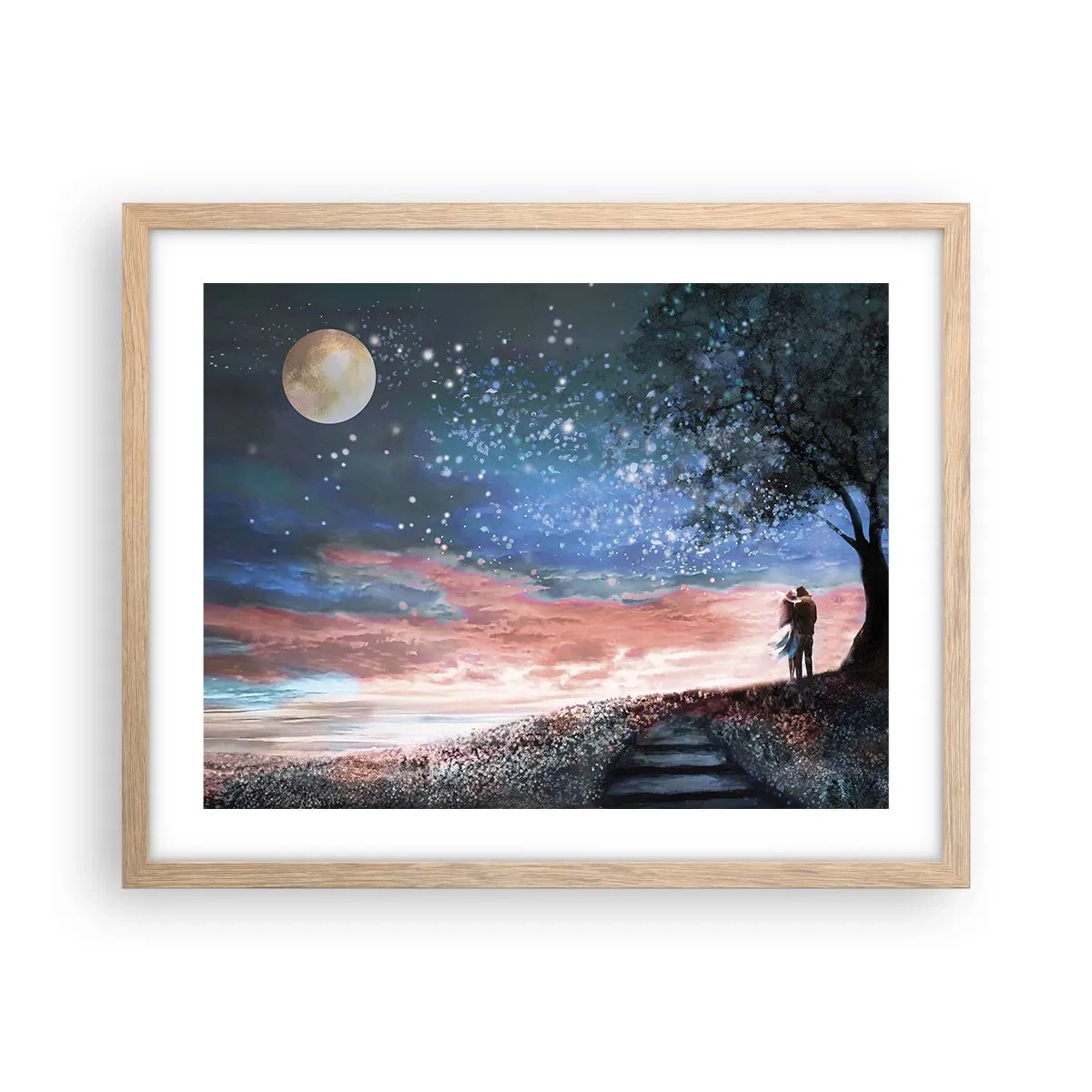 Pôster com moldura de carvalho claro - Espetáculo estrelado - 50x40 cm