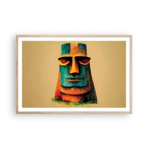 Pôster com moldura de carvalho claro - Escultórico e simpático - 91x61 cm