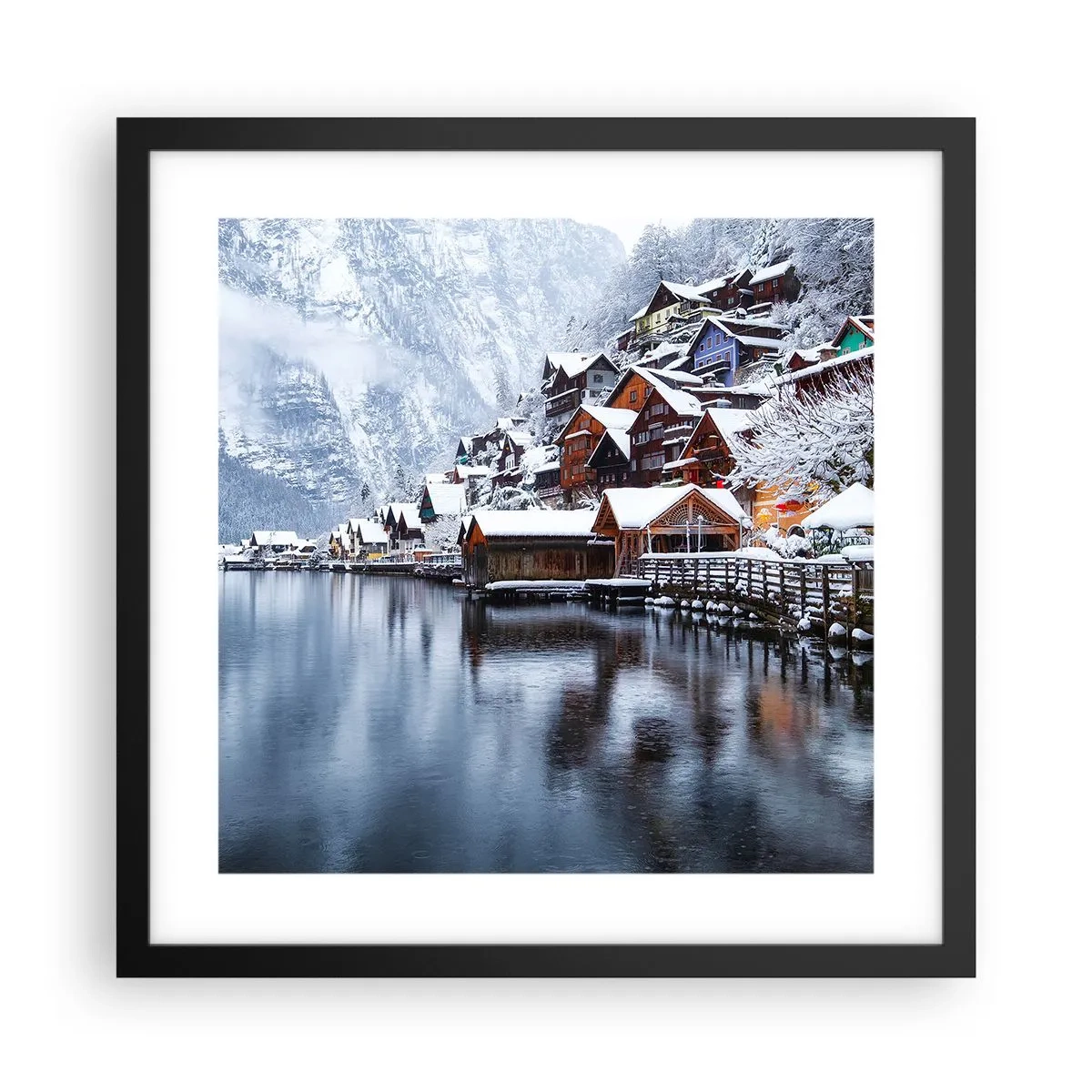 Pôster com moldura preta - Na decoração de inverno - 40x40 cm