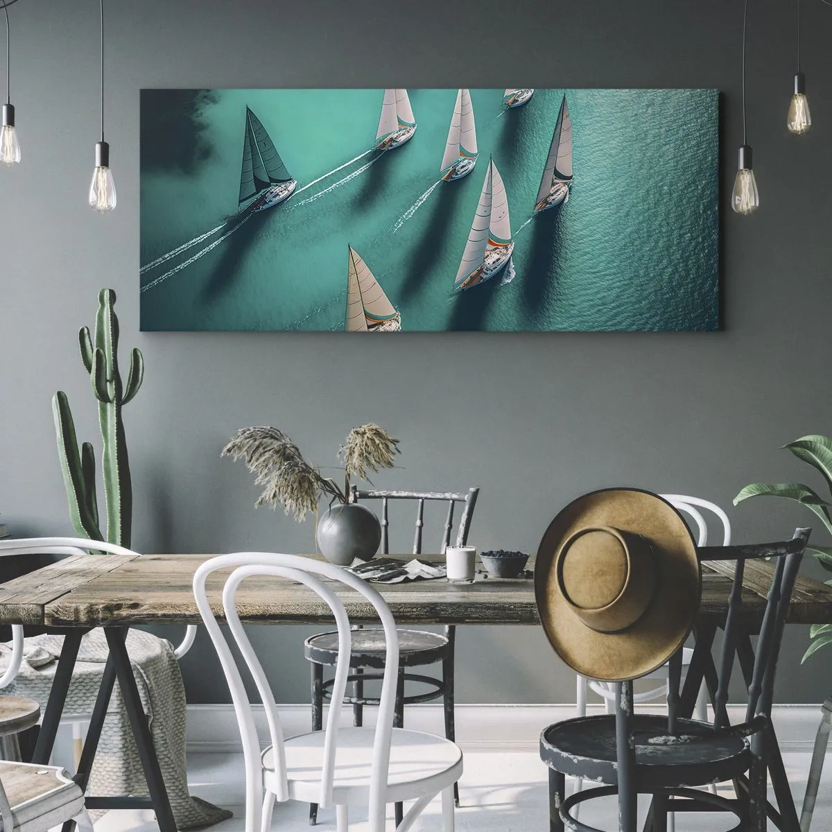 Quadro em tela - Numa competição com o vento - 100x40 cm