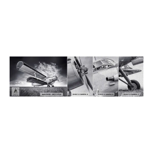 Amostra de papel de parede Premium Sand - Andarilho alado - Avião, Aeronave, Preto e branco - 100x30 cm