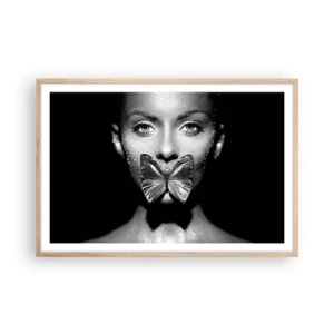 Pôster com moldura de carvalho claro - O beijo da borboleta - 91x61 cm