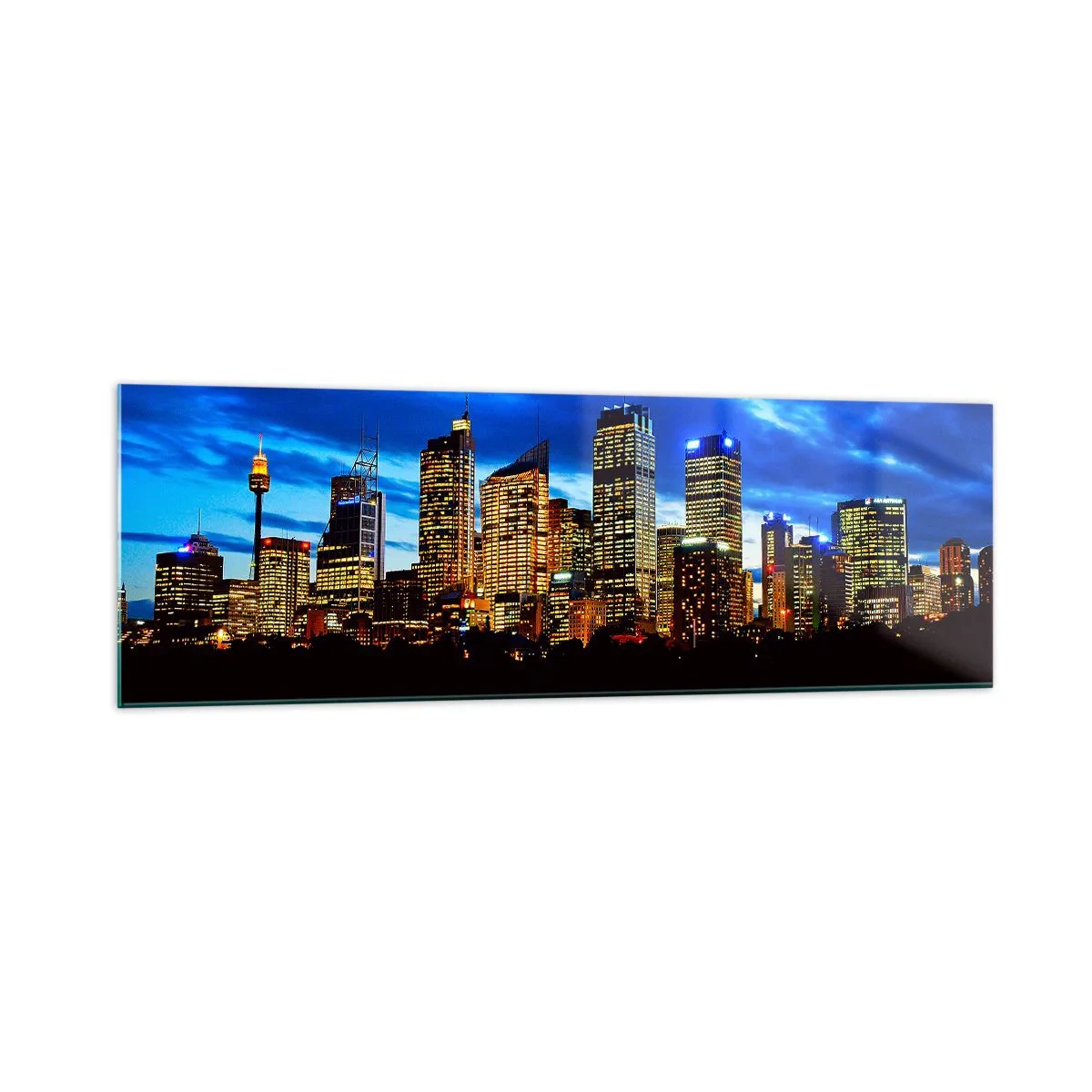 Quadro em vidro - Uma noite de luzes e cores - 160x50 cm