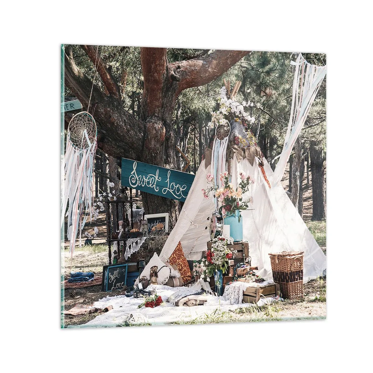 Quadro em vidro - Make love… - 60x60 cm