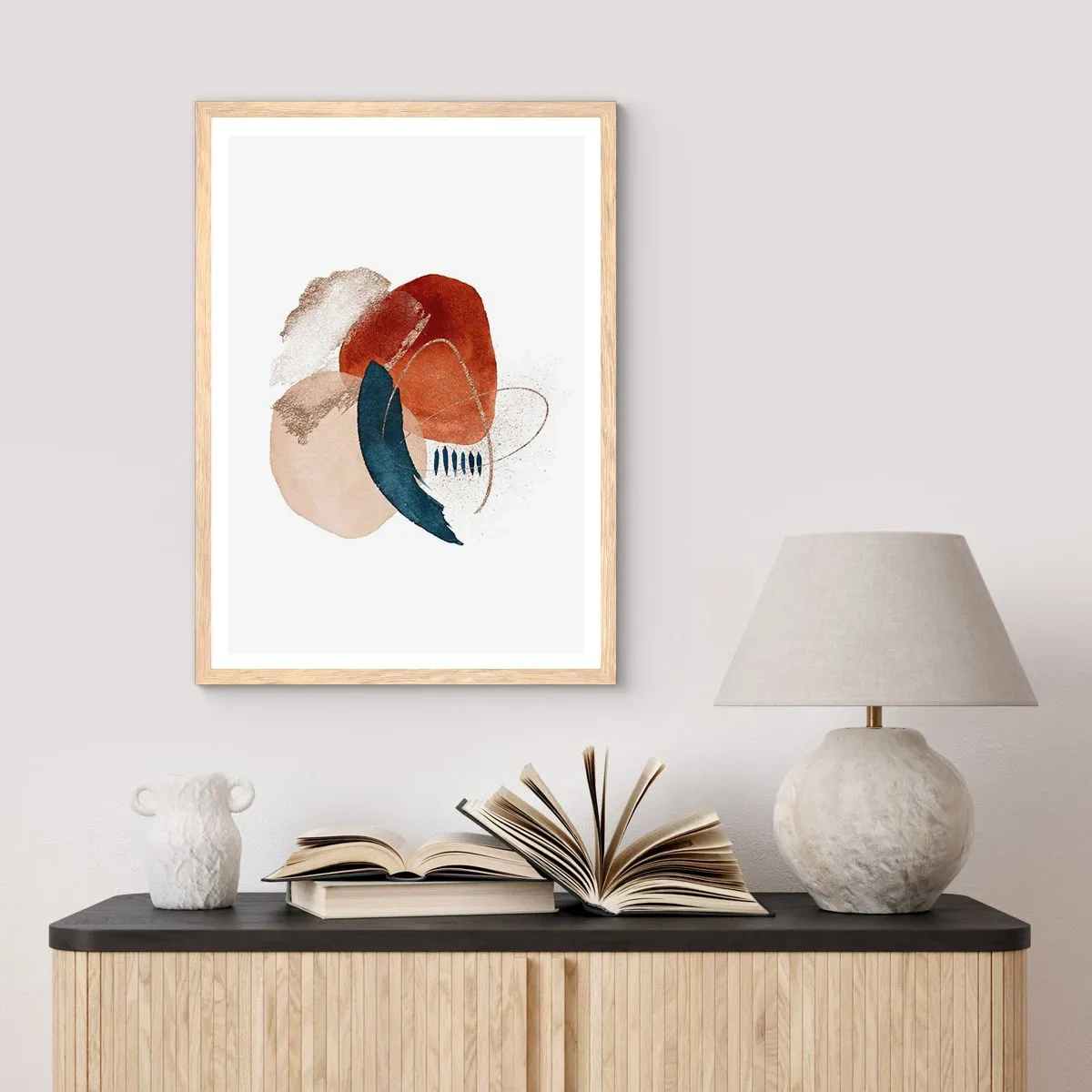 Pôster com moldura de carvalho claro - Composição oval - 70x100 cm