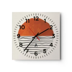 Relógio de parede - Relógio em vidro - No clima japonês - 30x30 cm