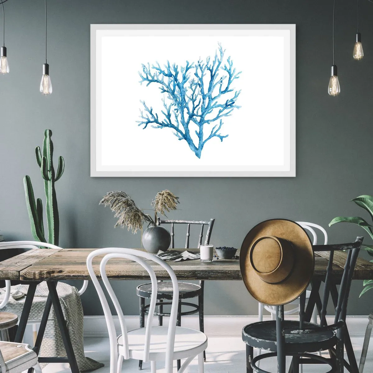 Pôster em moldura branca - Filigrana náutica - 40x30 cm