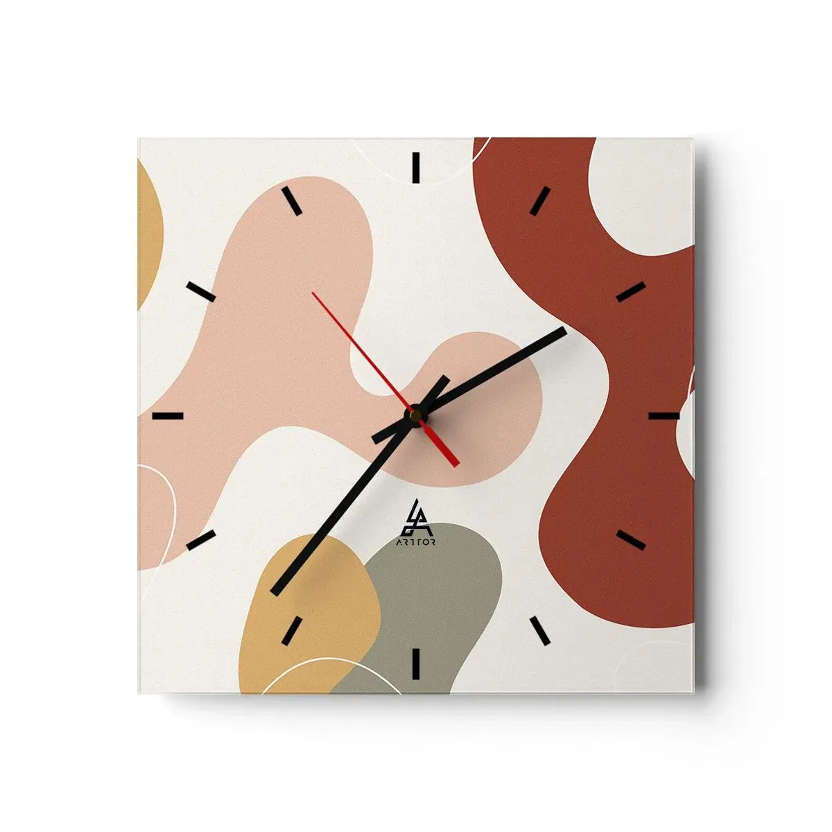 Relógio de parede - Relógio em vidro - Ziguezagues ornamentais - 30x30 cm