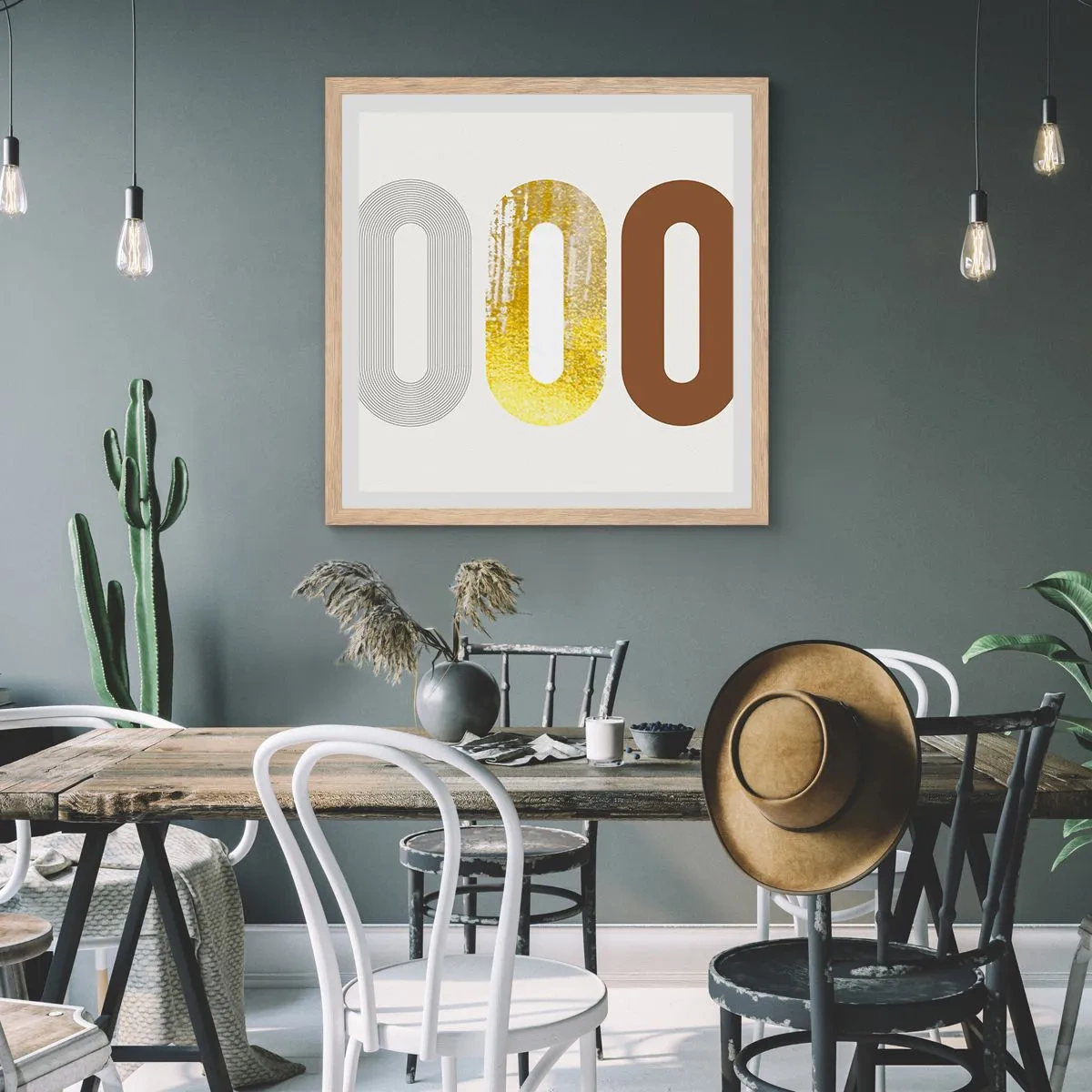 Pôster com moldura de carvalho claro - Uuu! - 50x50 cm