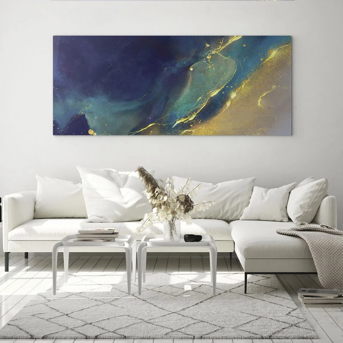 Quadro em vidro - Piscina dourada - 160x50 cm