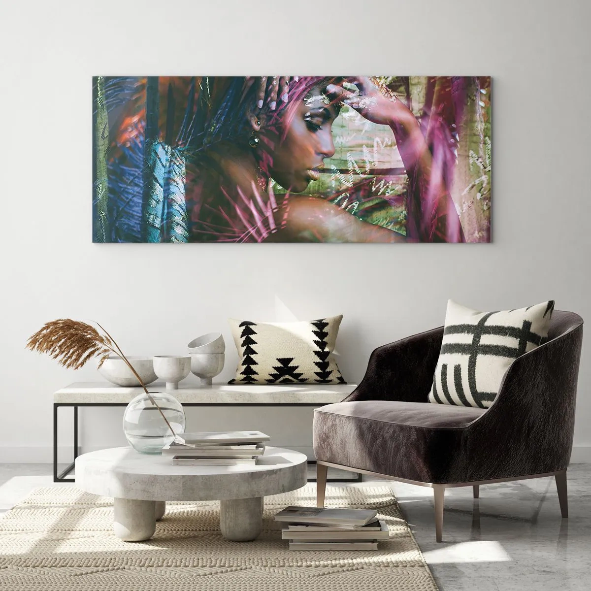 Quadro em vidro - Mãe Natureza na selva - 140x50 cm