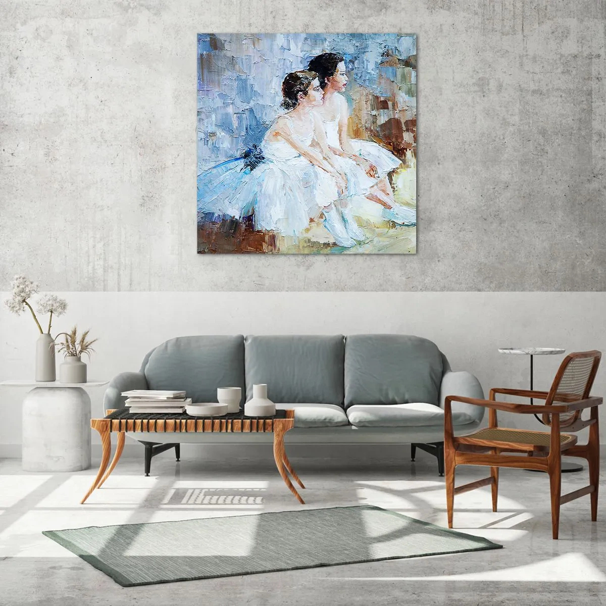 Quadro em vidro - O descanso dos jovens cisnes  - 40x40 cm