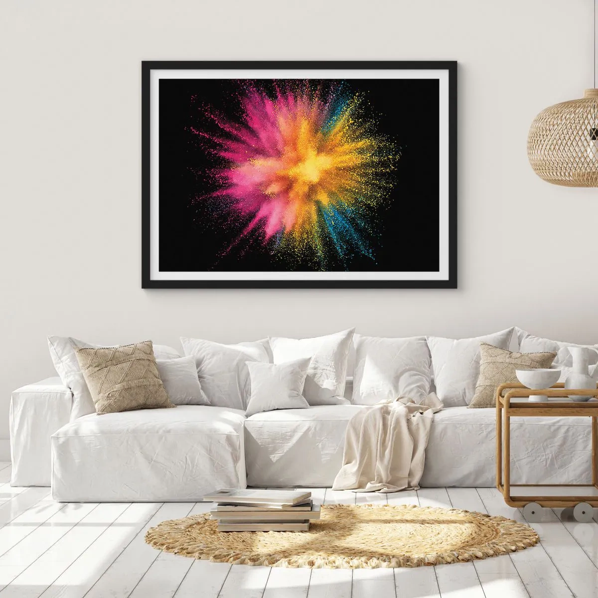 Pôster com moldura preta - O nascimento das cores  - 50x40 cm
