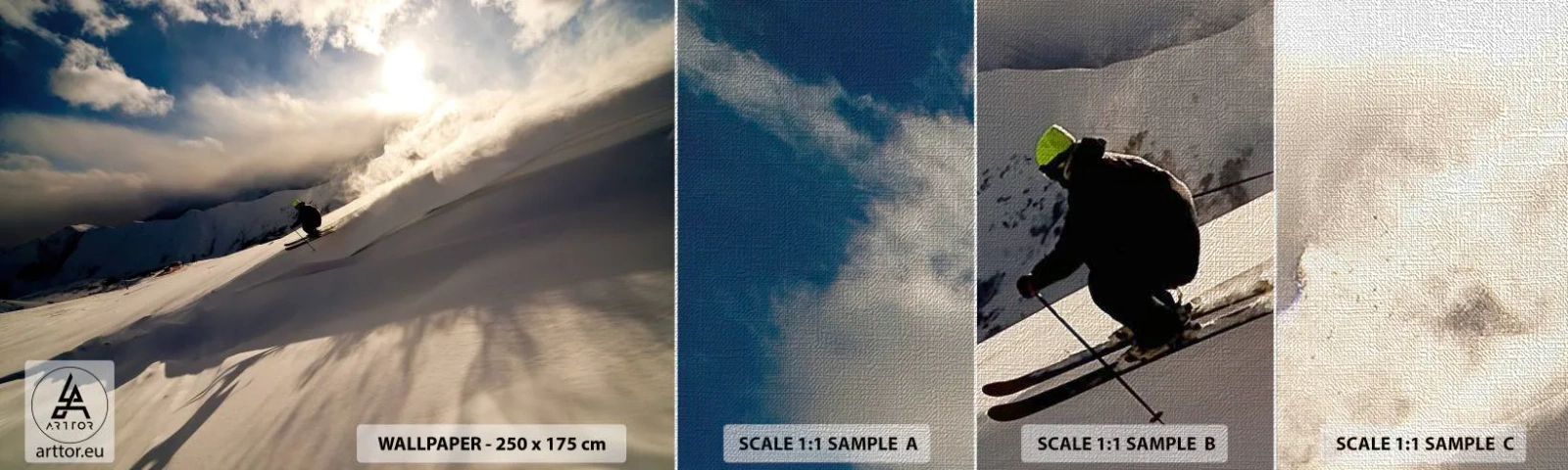 Amostra de papel de parede Premium Canvas - O desafio das montanhas - Esportes e passatempos, Montanhas, Alpes - 100x30 cm