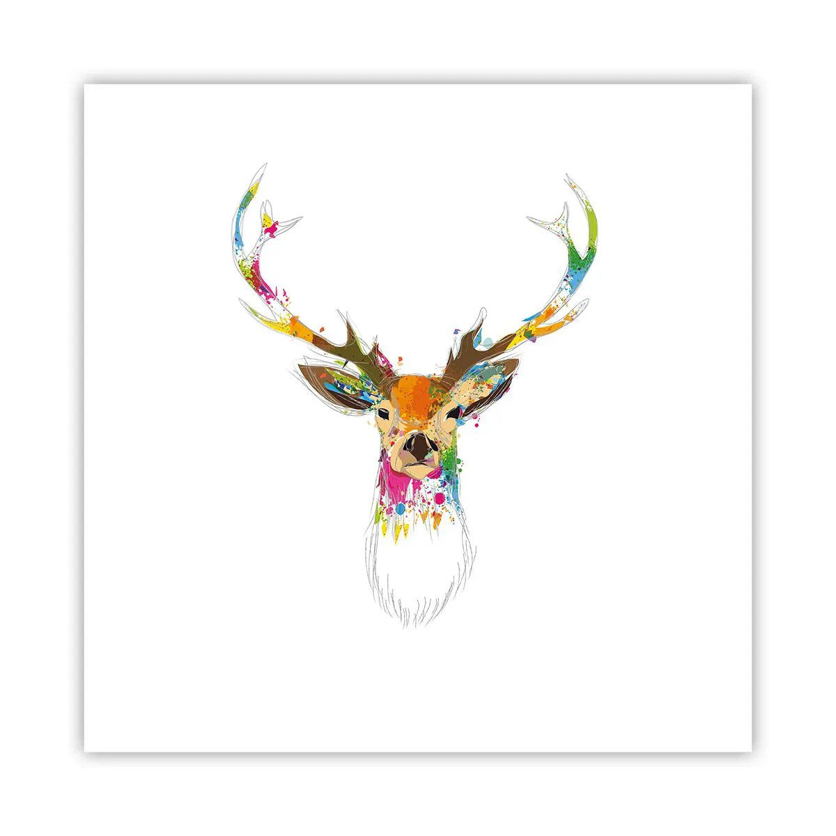 Pôster - Um cervo gentil banhado em cores - 60x60 cm