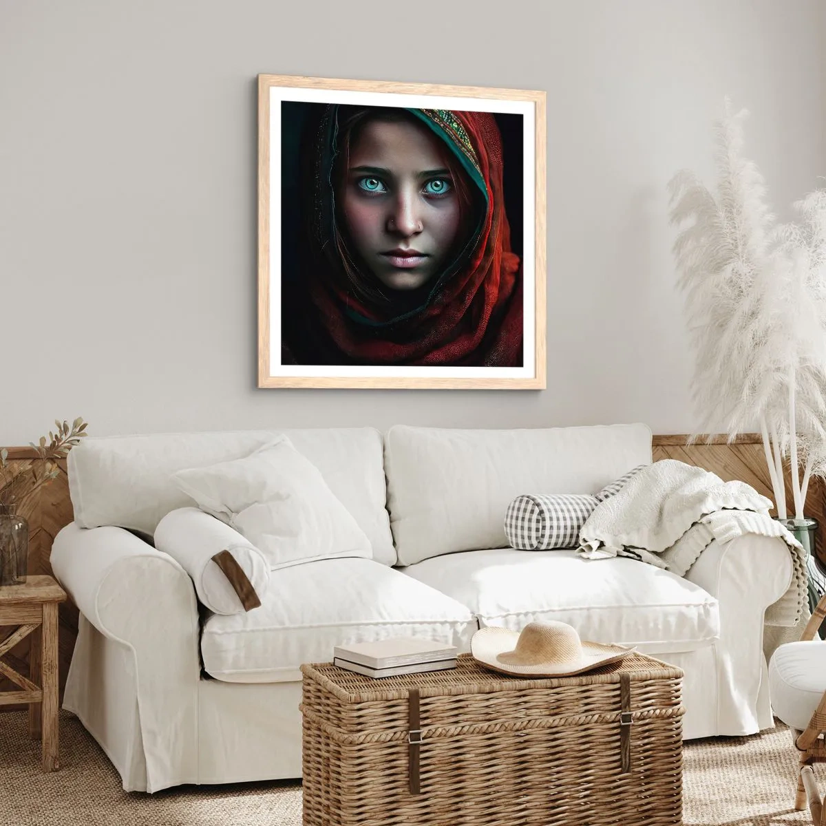 Pôster com moldura de carvalho claro - Princesa oriental - 60x60 cm
