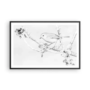 Pôster com moldura preta - Manhã de inverno - 91x61 cm